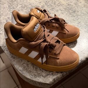 Adidas Grand Court Alpha Tan Brown Sneakers with White Accents